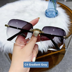 Sunglasses for Women Rimless Gradient Ocean Lens Female Male Eyeglasses