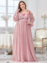 Mgiacy plus size Round neck Color embroidered half-through chiffon chiffon long sleeve