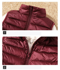 Down Jacket Women Sleeveless Ultra Light Down Vests Slim Jacket Girl Gilet Lightweight