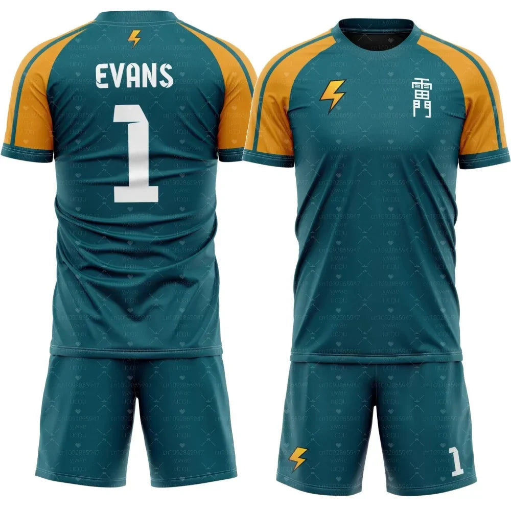 Anime Inazuma Eleven Raimon Men's Summer 3d Printed Short Sleeve Shorts Two Piece Set Street Sports Men Tracksuit 2 Pieces Set