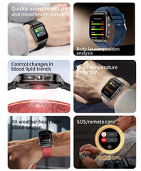 2025 New Five organ examination Health Care Smart Watch Men ECG+PPG Uric Acid Blood Fat Bluetooth Call Sports tracker Smartwatch