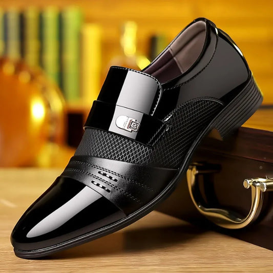 Vintage Mens Leather Shoes Luxury Brand Pointed Business Dress Work Shoes
