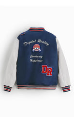 Academy Style Embroidered Vintage Pu Leather Baseball Suit Cotton Autumn Coat Men