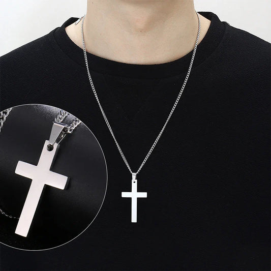 Fashion Stainless Steel Cross Pendant Necklace For Women Men Link Chain Charm Necklace Cool Boys Girls Punk Hip Hop Jewelry Gift