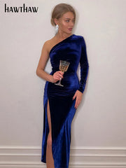 Formal attire Dresses: Women Elegant Long Sleeve Party Evening Velvet Bodycon