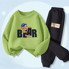 Autumn Baby Girls Clothes Set Children Boy Cartoon Bear Letter Printed Pullover Sweatshirts And Pants 2pcs Suit Kid Tracksuits