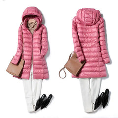 Women Ultra Lightweight Packable Long Puffer Jacket Autumn Winter