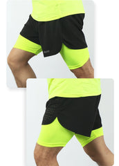 Men's Running Shorts Outdoor Sports Training Exercise Jogging Gym Fitness 2 in 1