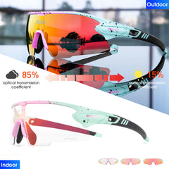 Cycling Glasses Red Photochromic Cycling Sunglasses Outdoor Bike Eyewear