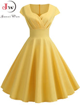 Evening Dresses: Women Short Sleeve Hepburn 50s 60s Vintage Pin Up Rockabilly