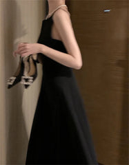 Homecoming Dresses: Women Spaghetti Strap A-Line Vintage Solid Party Black