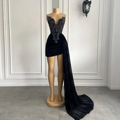 Homecoming Dresses: Women Homecoming Gowns Black Velvet Short Prom Dresses