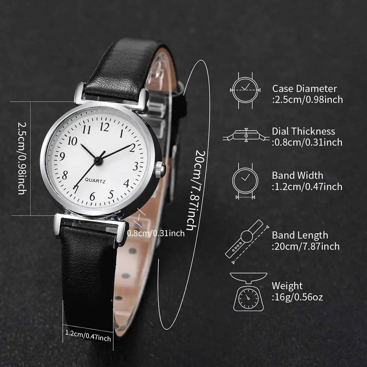 2PCS Fashion Women Quartz Watches Set Simple Small Dial Leather Strap Watch for Girls Reloj Mujer(Without Box)