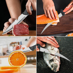 Stainless Steel Back Tooth Scaler with Scabbard Sharp Fish Knife Household Kitchen