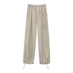 Y2K Baggy Cargo Pants for Women Drawstring Elastic Low Waist Parachute Pants