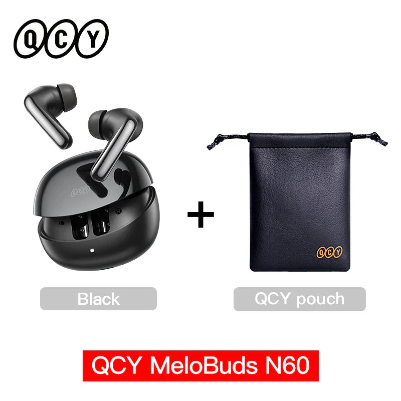 QCY MeloBuds N60 Wireless Bluetooth 6.0 Earphones Hybrid ANC Headphone LDAC Hi-Res Audio with Coaxial Dual Driver Earbuds 45Hrs