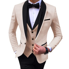Men Business 3 Pcs Suits Set Coat Trousers / Male Slim Wedding Groomsmen