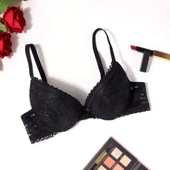 Women's 3/4 Cup Plunge Bras Lace Solid Color Thin Mold Cup Bra