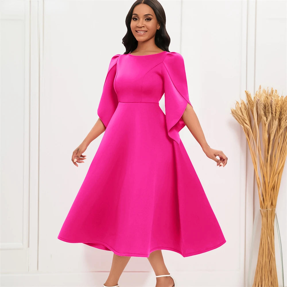 plus size Petal Sleeve A-line Dress Long Dresses for Women Sale Evening Party High