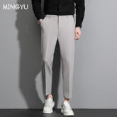 Men Suit Casual Trousers Pants Business Classic Pants Straigh Ankle-Length Pants