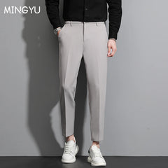Men Suit Casual Trousers Pants Business Classic Pants Straigh Ankle-Length Pants