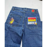 jeans Y2K oversized letter printed denim trousers for men and women