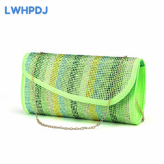 Matching Shoes and Bags: Green Color Water Drill Design High Heels Pointed Toe