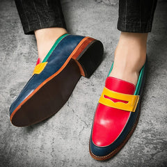 Men Formal Classic Smile Designer Leather Shoes Fashion Solid Color Loafers