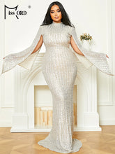 Missord Sequin Plus Size Wedding Party Dress Elegant Women Turtleneck