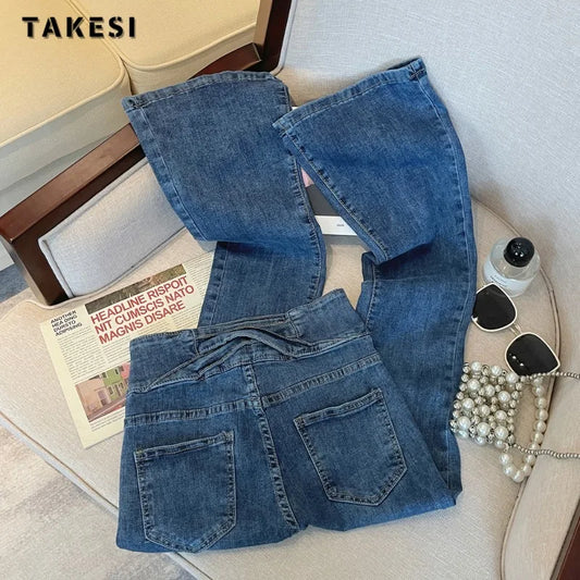 Y2K Harajuku Wide Leg High Waist Flared Jeans High Street Style Pants