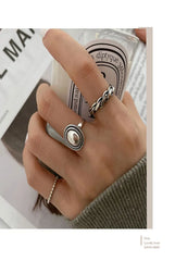 925 Sterling Silver Rings Couples Accessories INS Fashion Vintage Twist Design Round