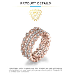 JewelryPalace 3 Pcs 925 Sterling Silver Yellow Rose Gold Band Ring Set Women