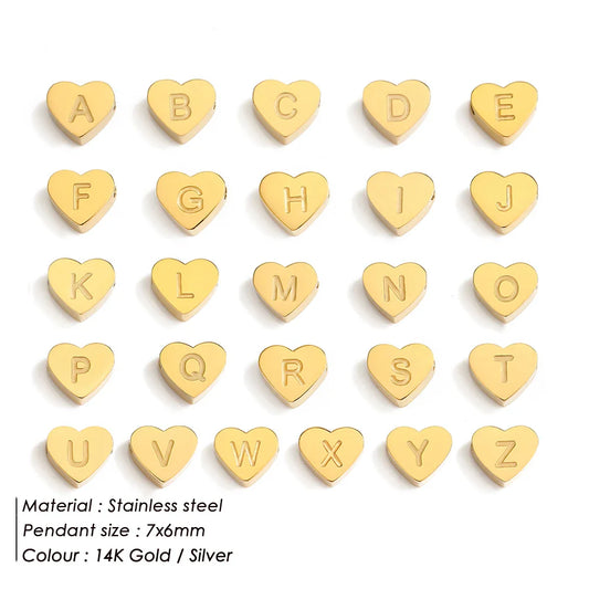 SUNIBI Initial Name Heart Shape Pendant For Necklaces Stainless Steel Necklace for Women Bracelet Make Earrings Jewelry