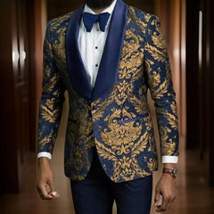 Floral Men Suit Jacket Slim Fit Wedding Tuxedo Blazer 1 Pc Shawl