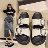Slides Rubber Black Women's Slippers and Ladies Sandals Round Toe Height