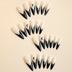 Long Almond Fake Nails Detachable French Ballet Halloween False Nails nail art Full Cover