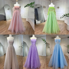 Homecoming Dresses: Beige Strapless Beaded Elegant A Line Long Evening Dresses