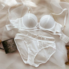 Women Lace Underwear Hollow Push Up Bra Set Classic Bandage Adjustable