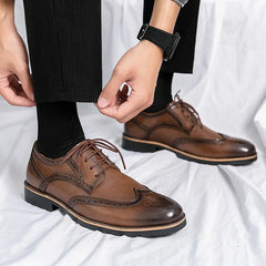 Handmade Mens Wingtip Oxford Shoes Grey Leather Brogue Men's Dress Shoes