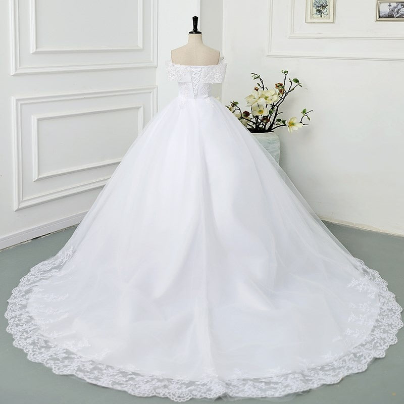 White Bridesmaid Dresses: Ball Gown Wedding Dresses Off The Shoulder Wedding Gowns