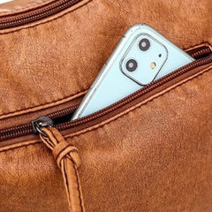 Washed leather women's bag European and American retro shoulder bag