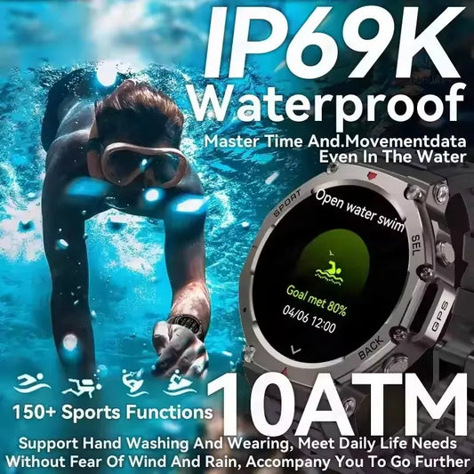 T-Rex 3 Ultra Built-in Dual-band GPS Smartwatch 5ATM Waterproof 48mm AMOLED Compass 170+ Sport Durable Military Smart Watch 2025