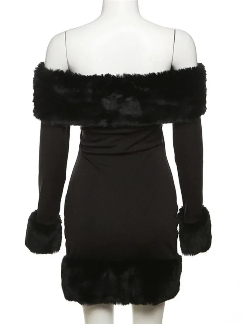Formal attire Dresses: Woman Clothing Off Shoulder Patchwork Black Dress