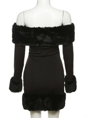 Formal attire Dresses: Woman Clothing Off Shoulder Patchwork Black Dress