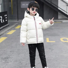 Can Be Worn On Both Sides Winter Boys Jacket Thick Keep Warm Hooded Coat