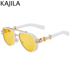 Sunglasses Men Brand Oval Metal Frame Steampunk Sunglasses