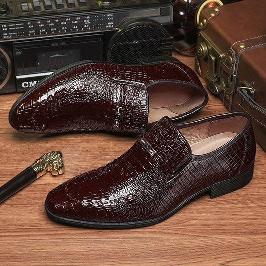 Fashion Pointed Toe Dress Shoes For Men Luxury Crocodile Formal Footwear Man