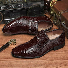 Fashion Pointed Toe Dress Shoes For Men Luxury Crocodile Formal Footwear Man