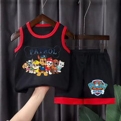 PAW Patrol Cartoon Printed Boys Basketball Vest and Shorts 2pcs Sets Kids Casual Outfits Summer Child Outdoor Sport Clothes Suit