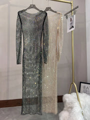 Evening wear Dresses: Women's Dresses Mesh See Through Nightclub Spice Rhinestone